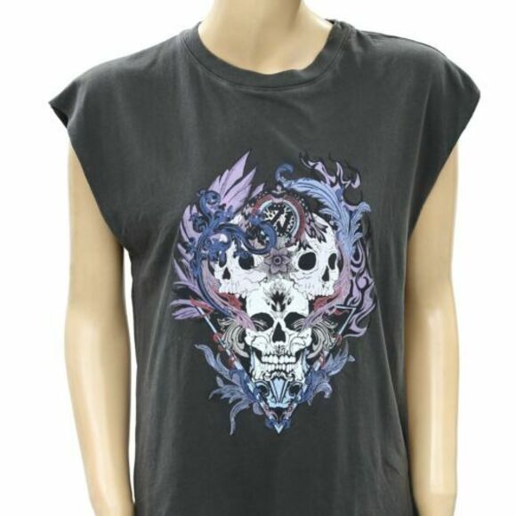 Zadig & Voltaire Weny Compo Skull Printed Tank T-Shirt Top Cotton M NEW 281867 - Picture 2 of 5